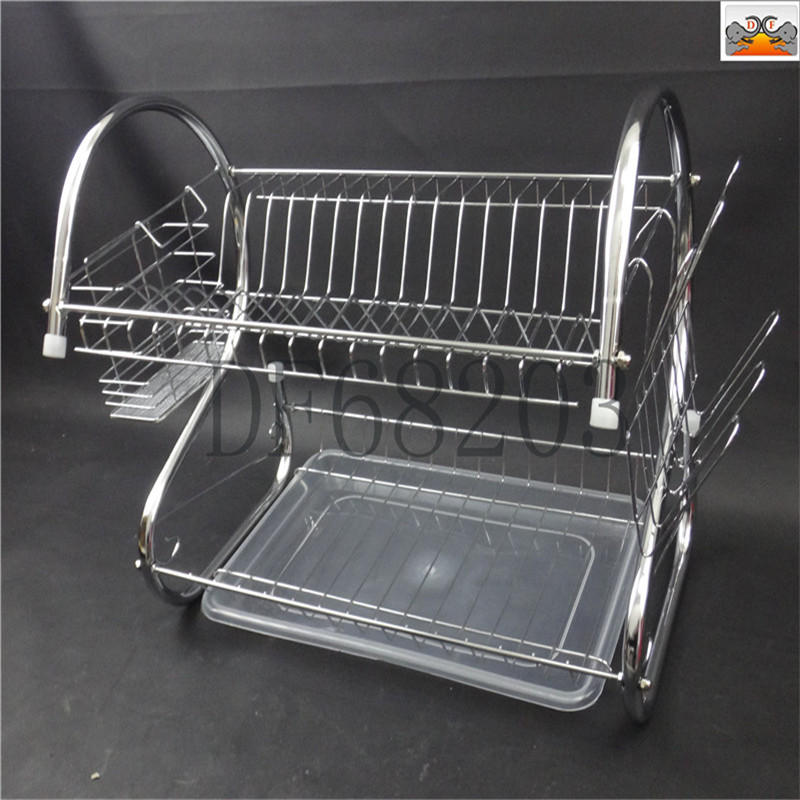 DF68203 steel pipe tray rack, storage rack, multi-layer household draining rack, dish rack, kitchen floor-standing cabinet, bowl rack, storage magic tool, miscellaneous rack, DF TRADING HOUSE Specification image