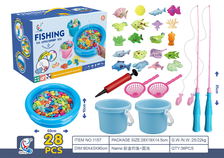 儿童益智钓鱼玩具双钓鱼竿加充气圆池加装鱼手提桶套装塑料批发