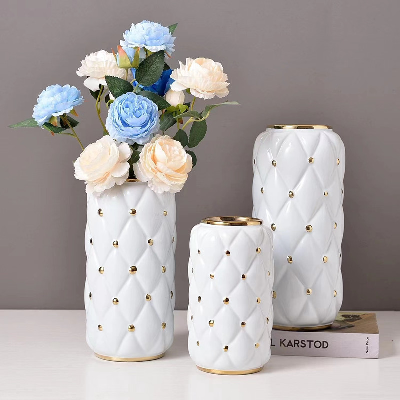 New Nordic modern and simple electroplated ceramic vases, living room decorative cabinets, ornaments, hotel model rooms, wedding handicrafts