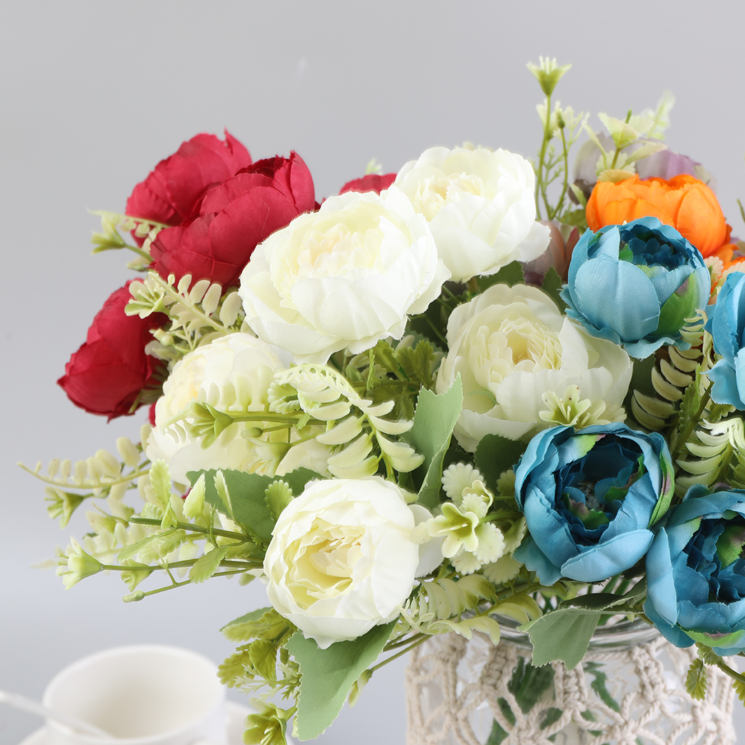 Wholesale of faux peony bouquets, white faux peony wedding decorations