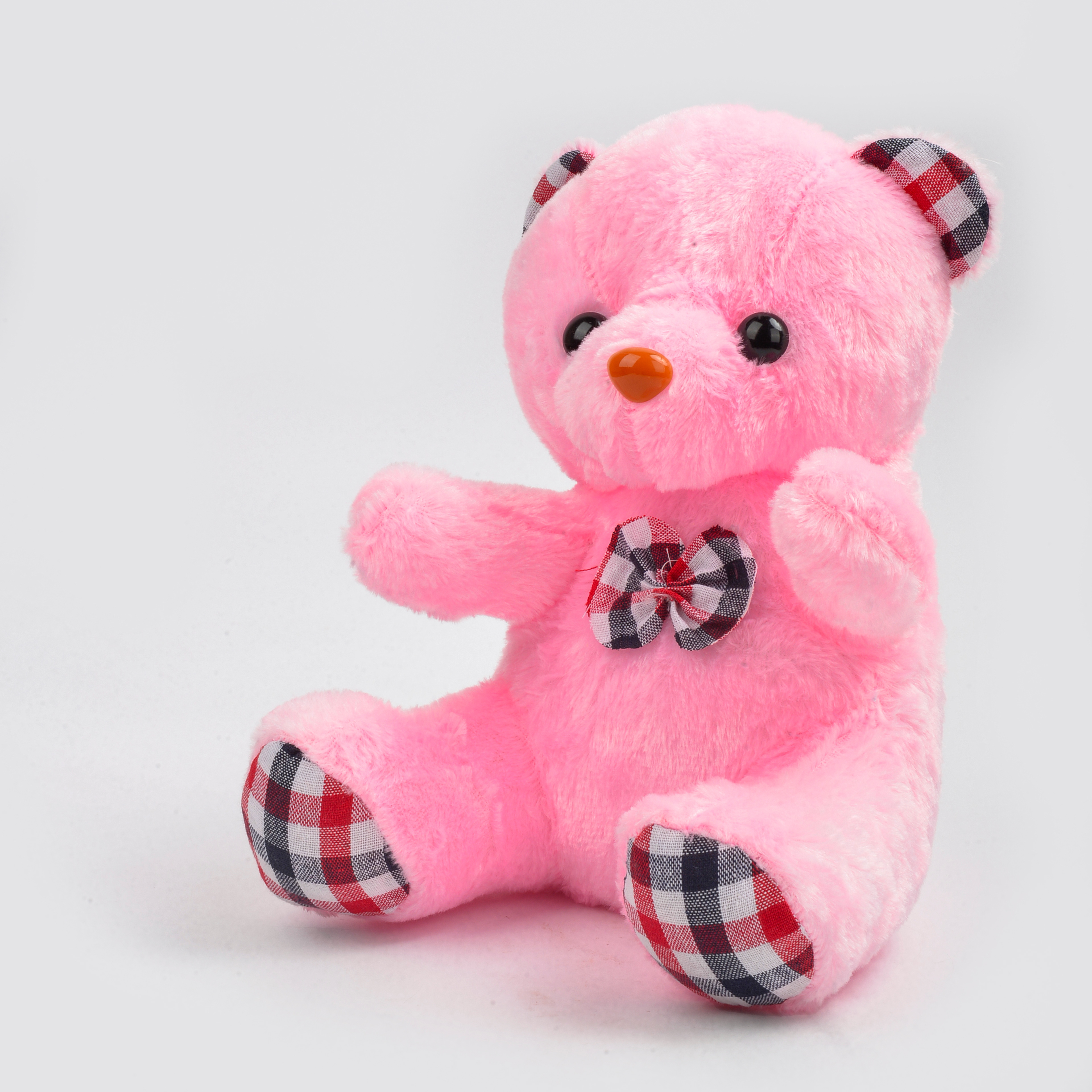 Creative luminous plush toy bear, seven-color luminous pink and blue checkered teddy bear doll details Picture