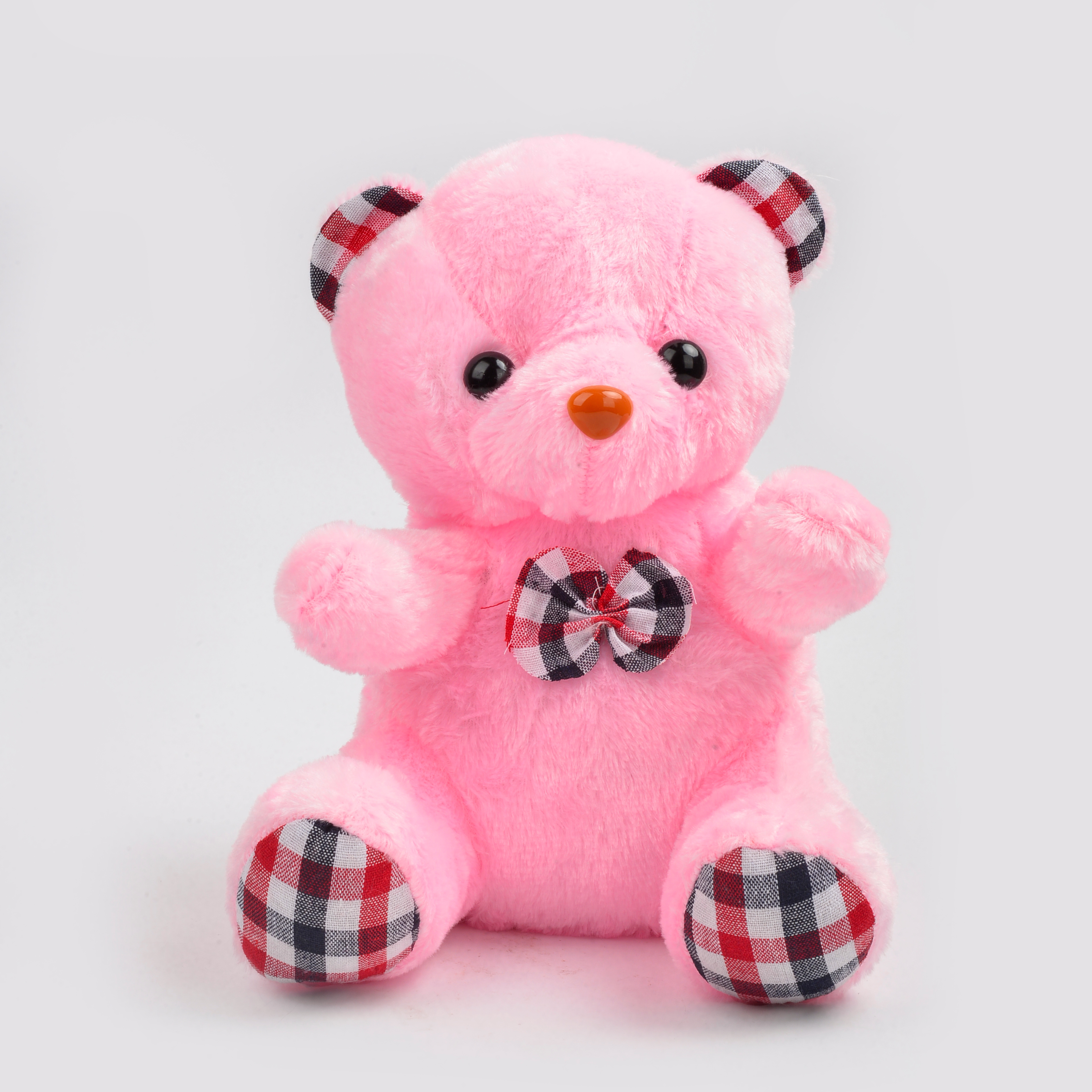 Creative luminous plush toy bear, seven-color luminous pink and blue checkered teddy bear doll