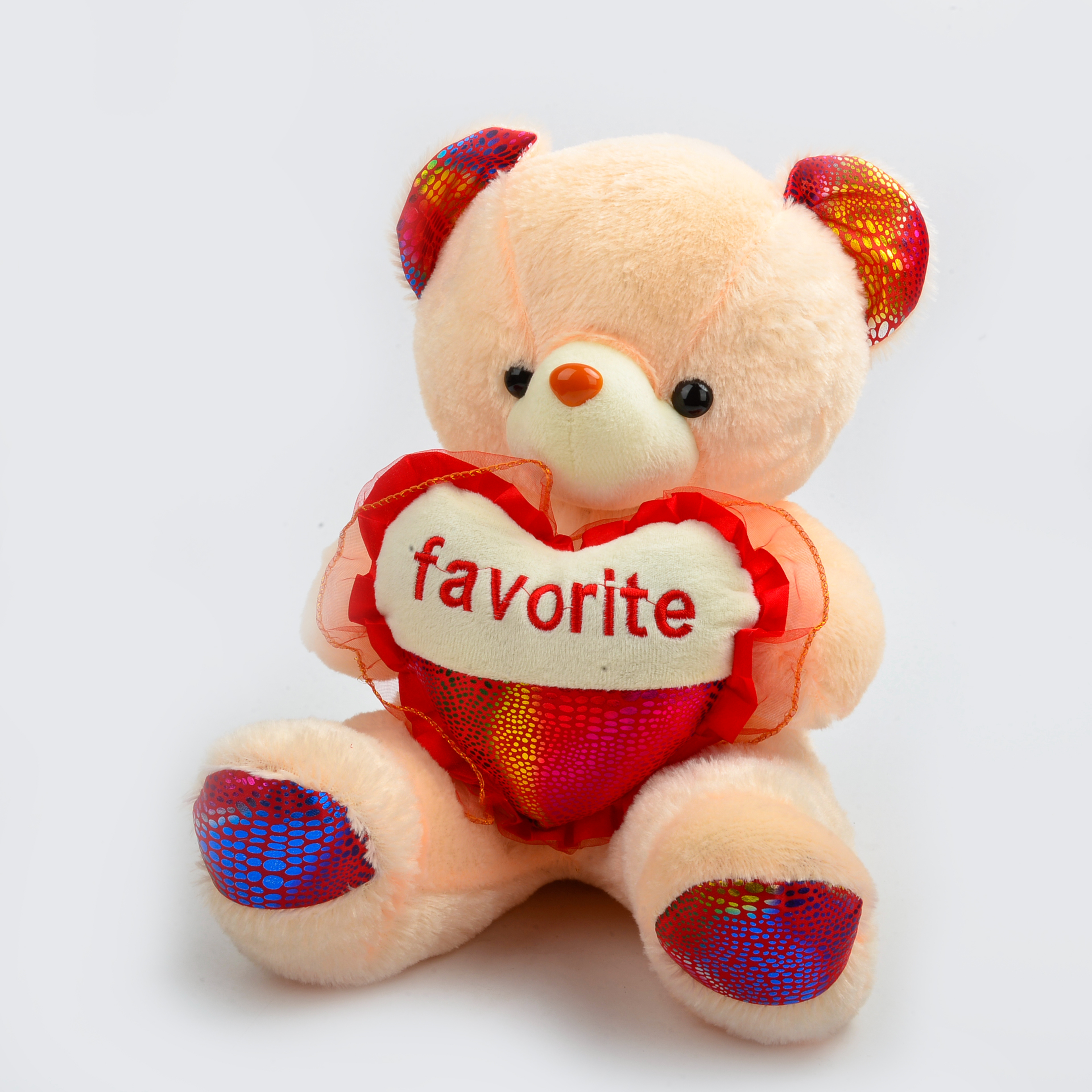 Creative luminous plush toy bear, seven-color luminous bear, cute heart-shaped teddy bear doll manufacturer wholesale festival gifts details Picture
