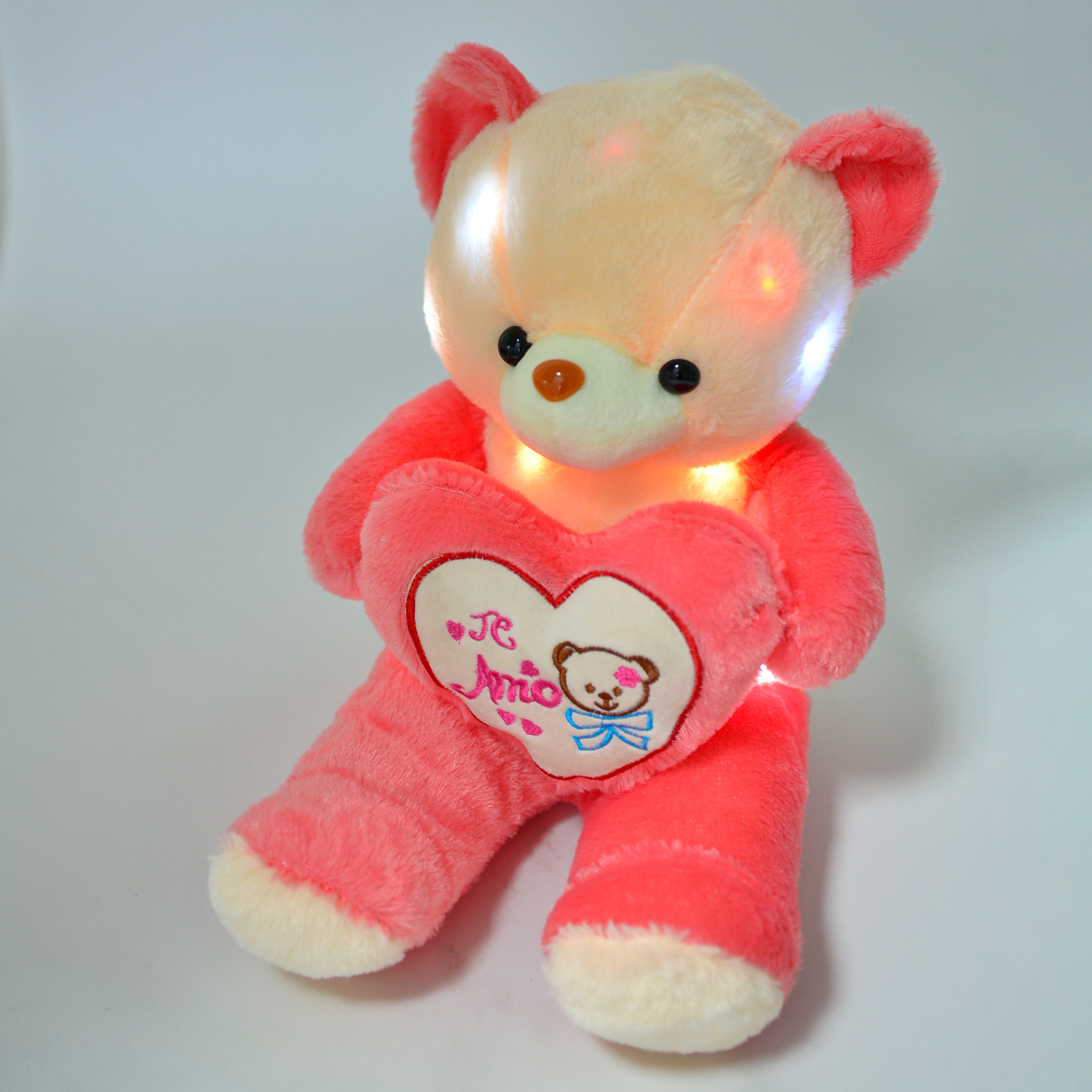 Creative luminous plush toy bear, seven-color luminous bear, heart-shaped teddy bear doll manufacturer wholesale festival gifts details Picture