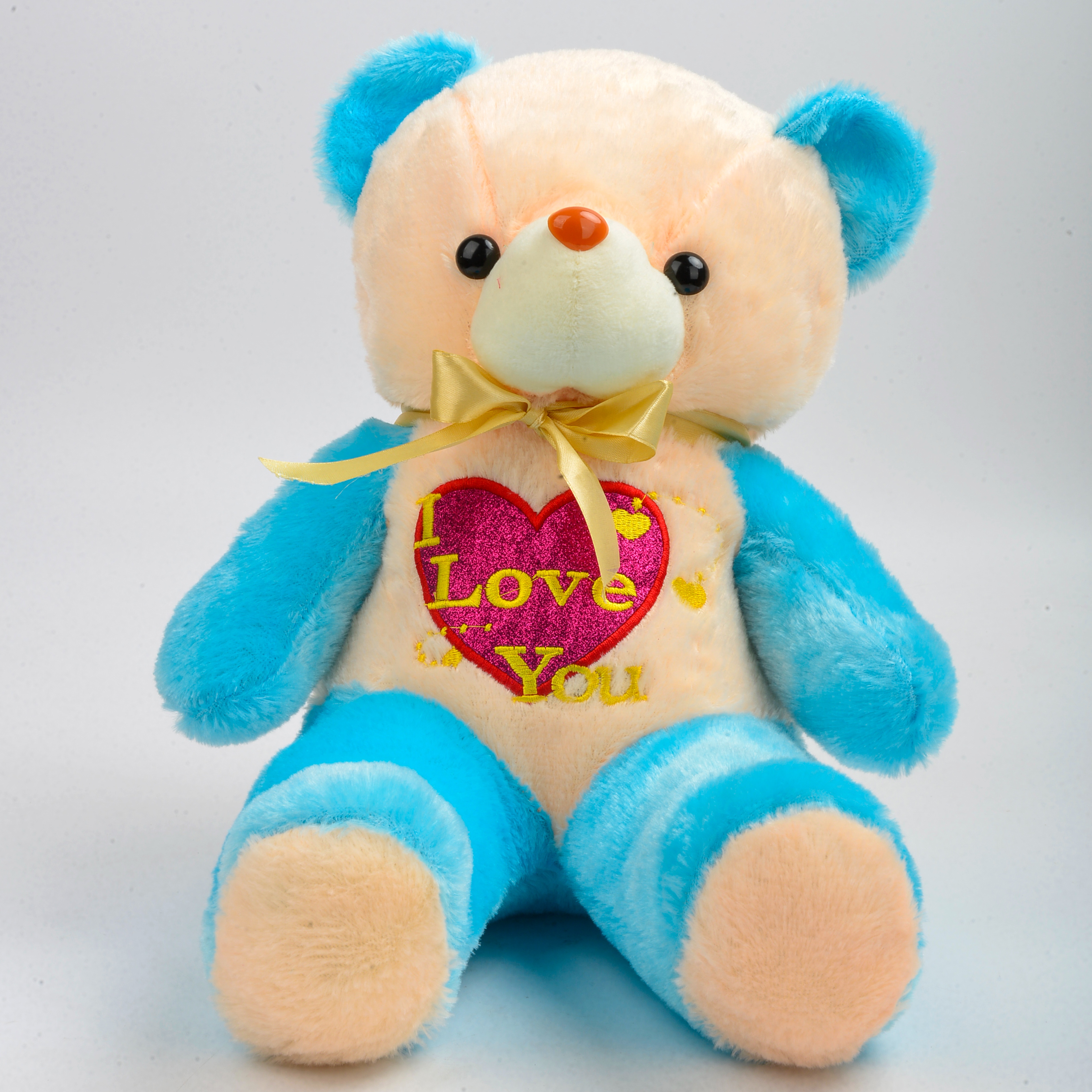 创意发光毛绒玩具小熊 七彩发光蓝色爱心娃娃泰迪熊公仔 