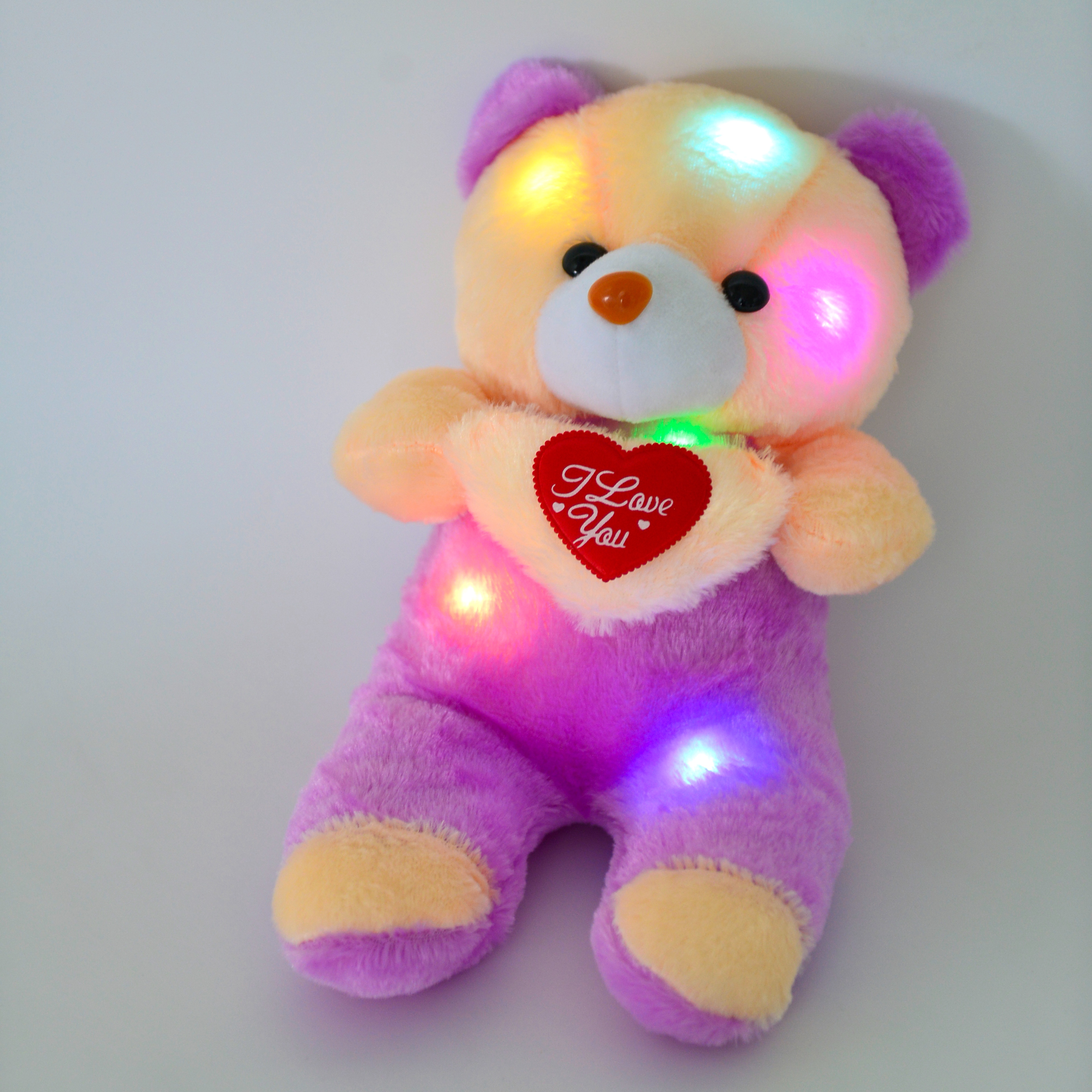 Creativo brillante peluche juguete oso colorido brillante tricolor amor peluche oso boneco Item Picture