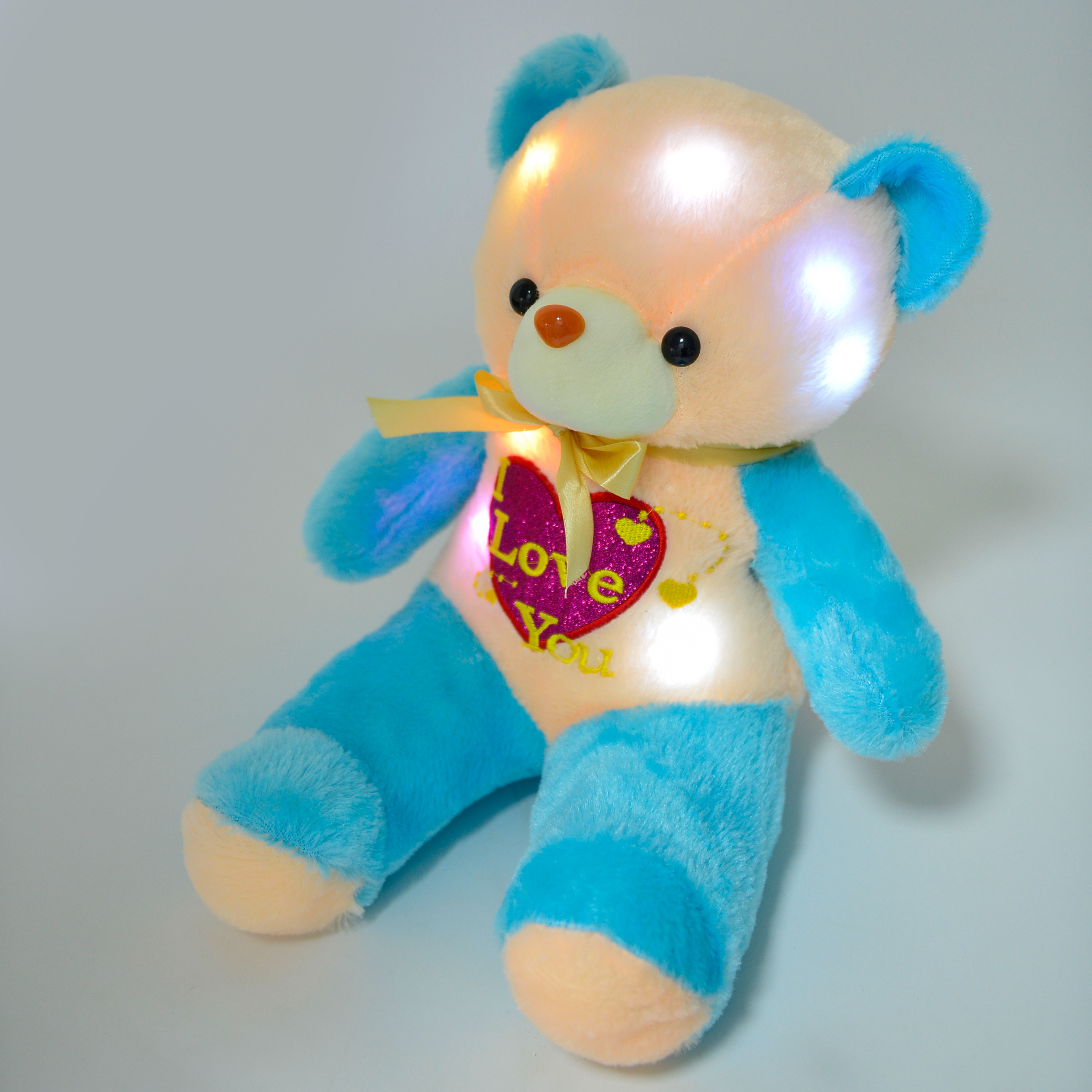 Creativo brillante peluche juguete osito colorido brillante azul muñeca de amor peluche boneco details Picture