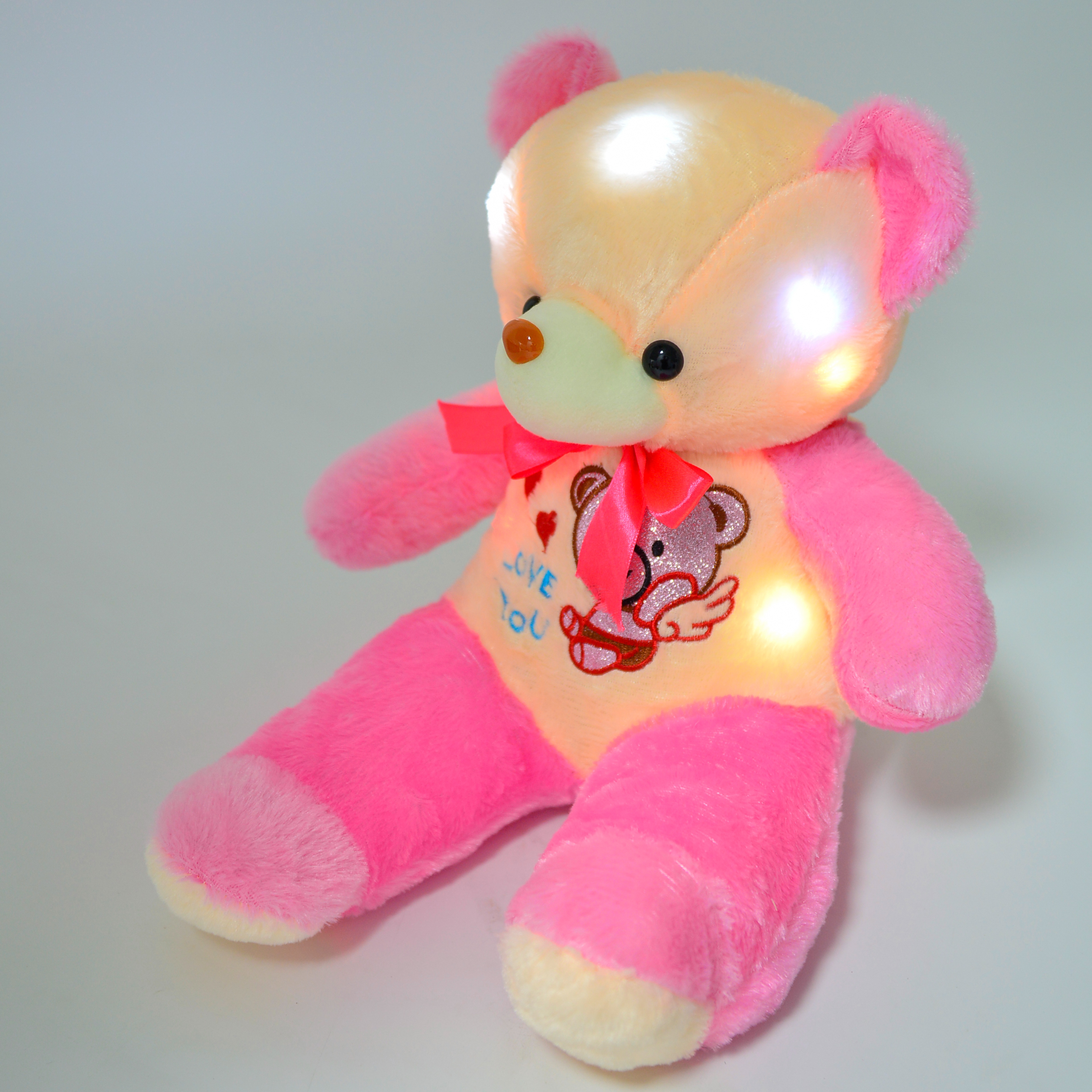 Creativo brillante peluche juguete osito colorido brillante rosa peluche peluche fabricante al por mayor regalos de vacaciones details Picture