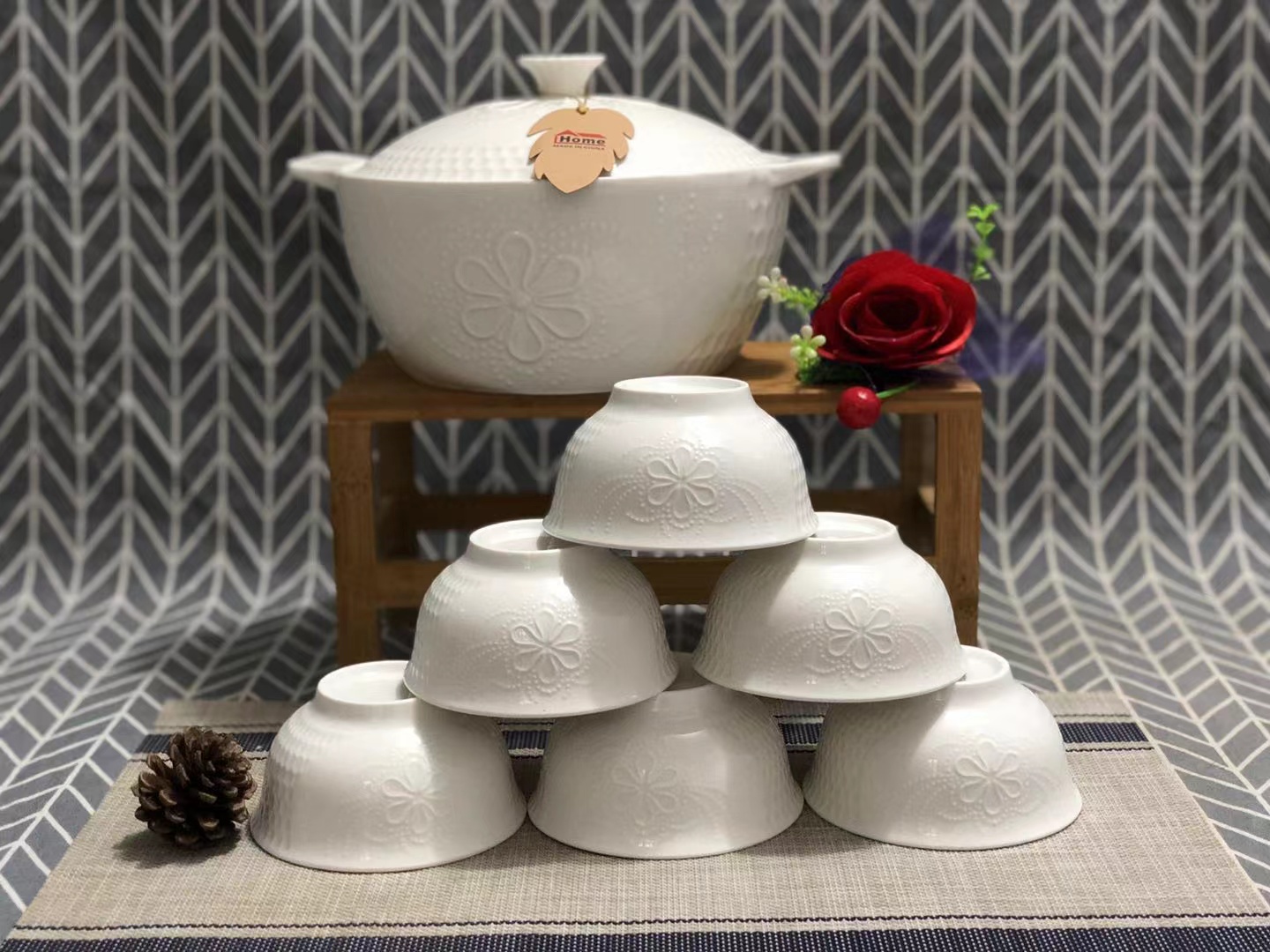 أطباق الحساء الخزفية البيضاء Specification image