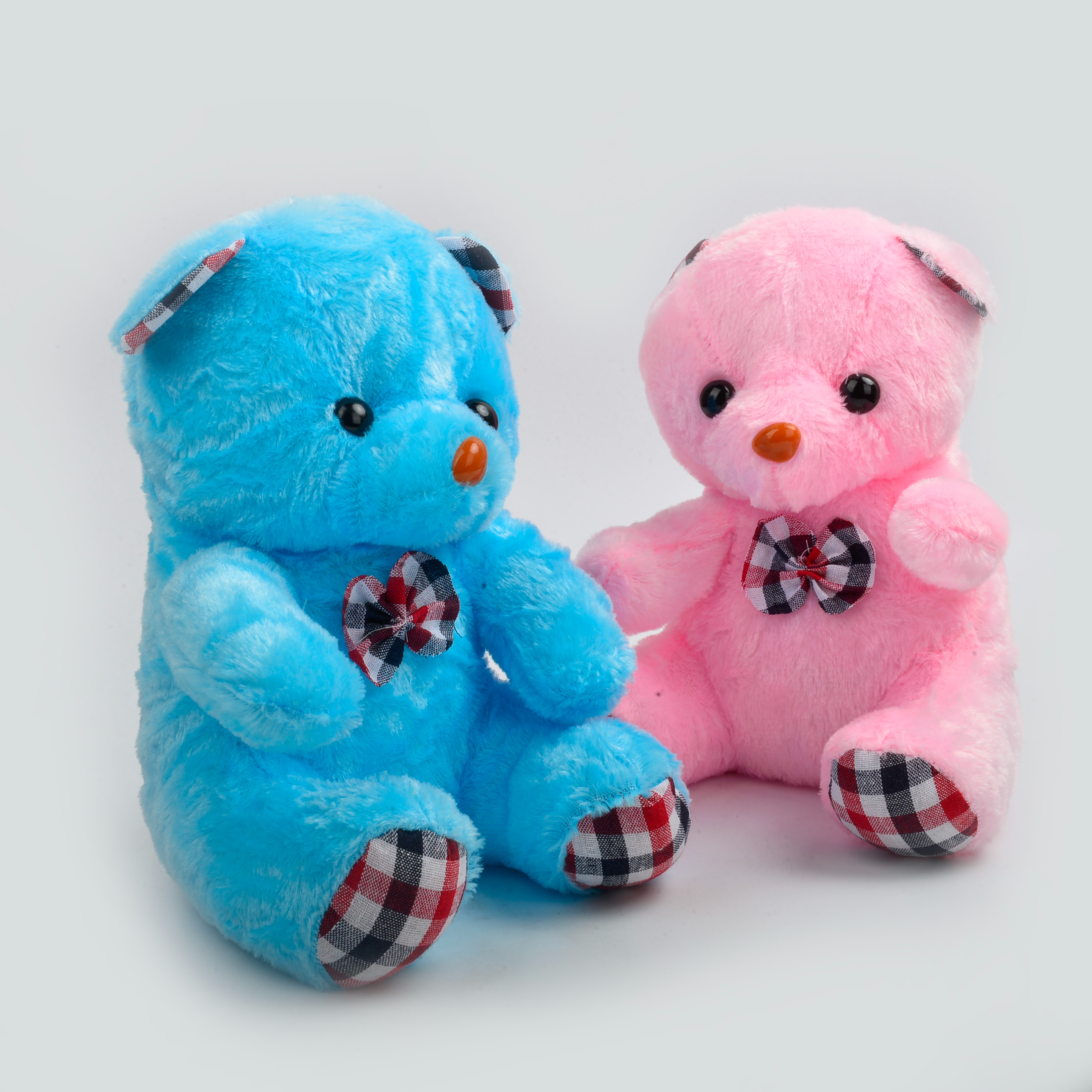 Creative luminous plush toy bear, seven-color luminous pink and blue checkered teddy bear doll Item Picture