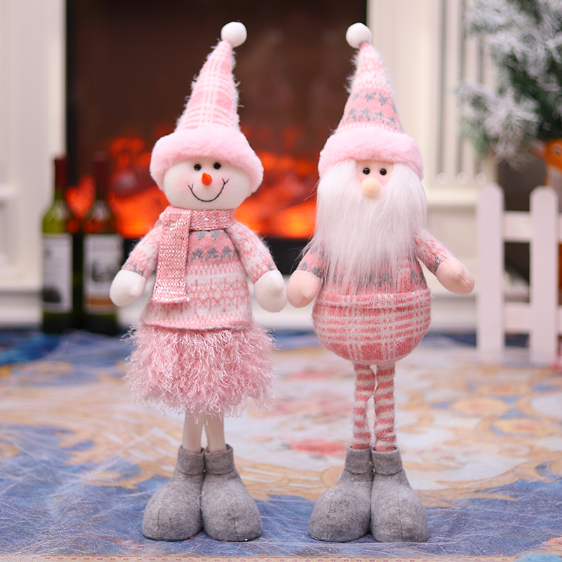 Christmas standing deer decorative items, dolls and ornaments, Nordic-style reindeer knitted dolls, couple Christmas pink dolls Item Picture