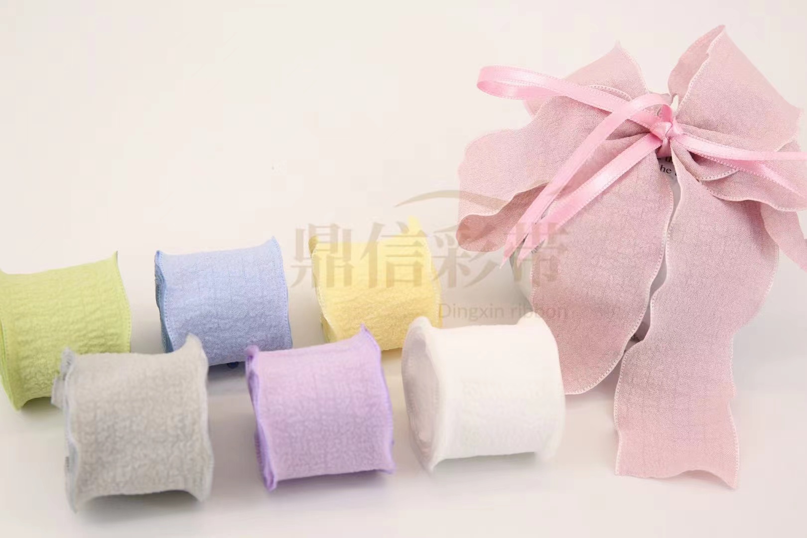 Dingxin Korean Webbing Bubble Wrinkle Fabric Lace Ribbon Manufacturer Direct Sales for export of 100Y clothing accessories ribbons details Picture