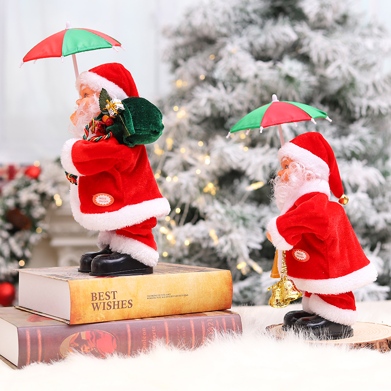 Cross-border new electric Santa Claus umbrella toy Christmas decoration factory direct sales details Picture