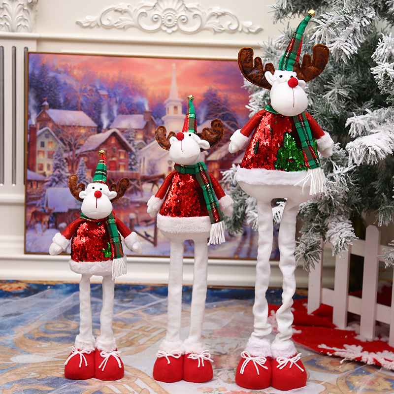 New red and green height-adjustable Christmas doll, Christmas decoration, telescopic leg toy, Christmas gift, Christmas ornament Application Scenario