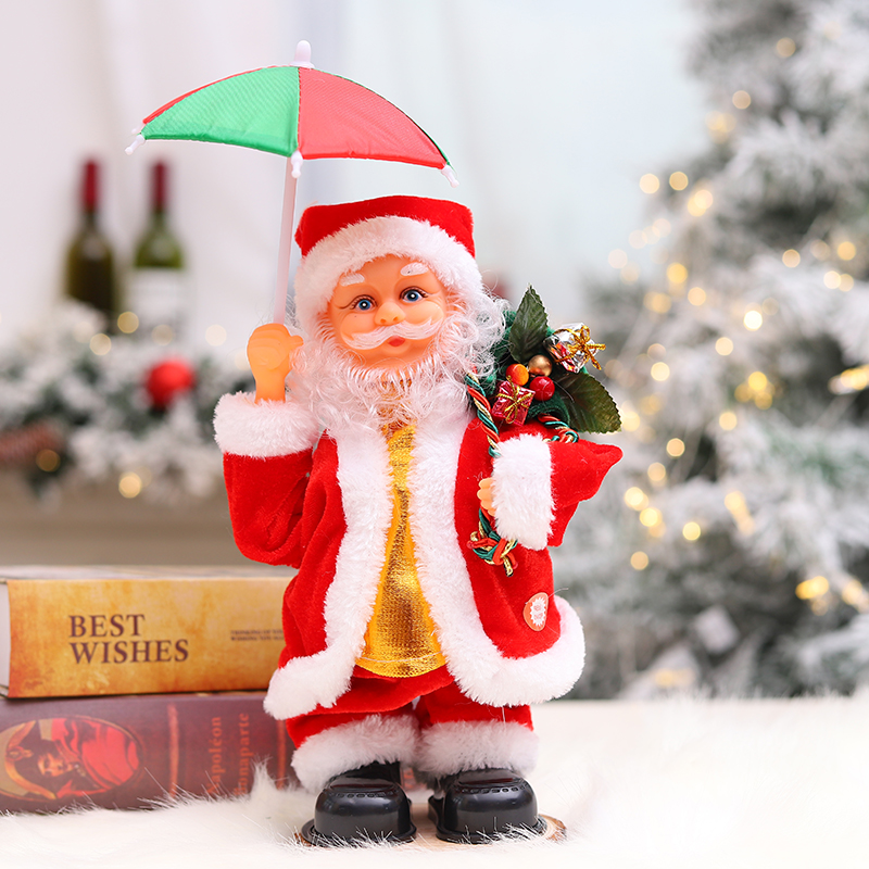 Cross-border new electric Santa Claus umbrella toy Christmas decoration factory direct sales Item Picture