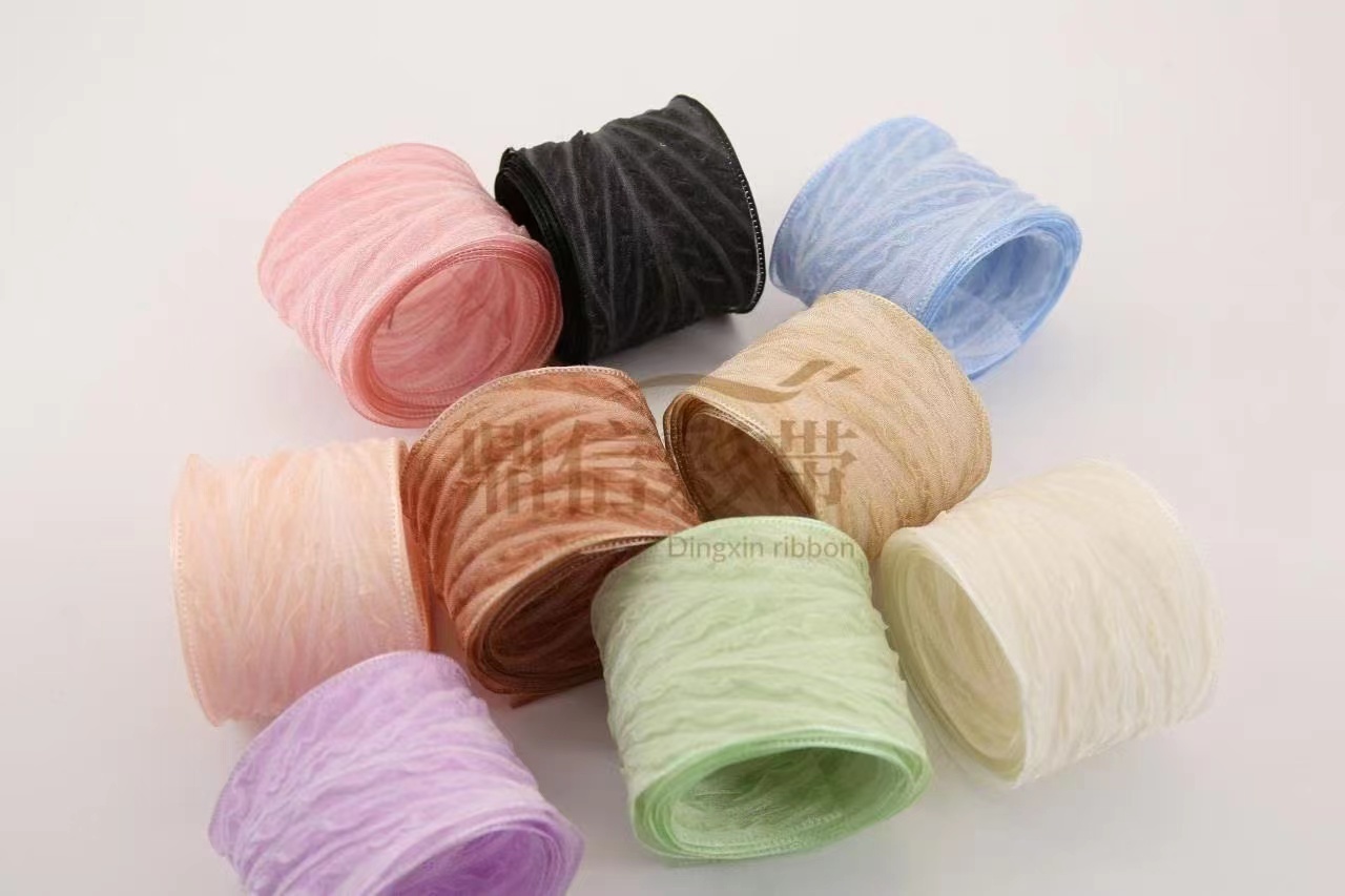 DINGX Korean premium woven tape, twill chiffon tape, fabric lace tape manufacturer direct sales, DIY ribbon, clothing accessories, packaging accessories 100Y details Picture