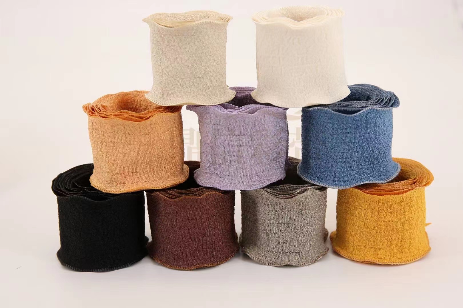 Dingxin Korean Webbing Bubble Wrinkle Fabric Lace Ribbon Manufacturer Direct Sales for export of 100Y clothing accessories ribbons