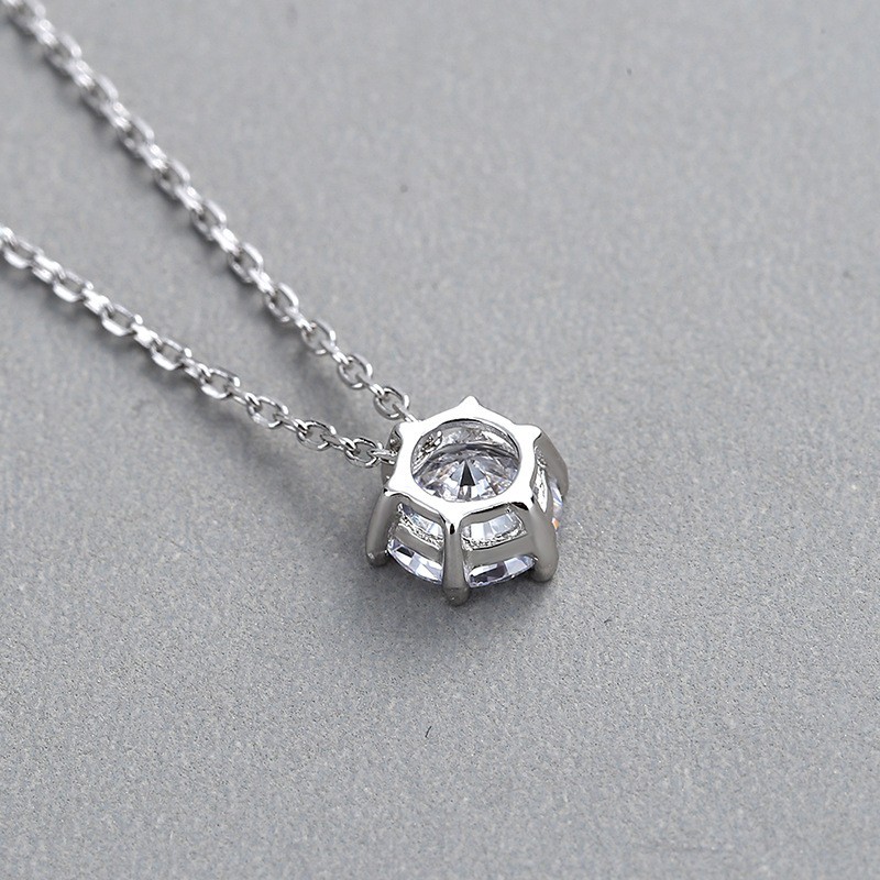 S925银六爪钻项链日韩风时尚个性气质施华洛轻奢女款锁骨链ins风