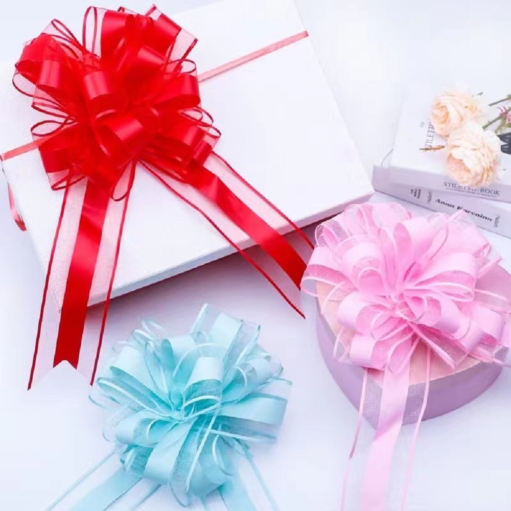 Exquisite hand-pulled flower gift box decorated with bow and ribbon festival gift decoration 2204 details Picture