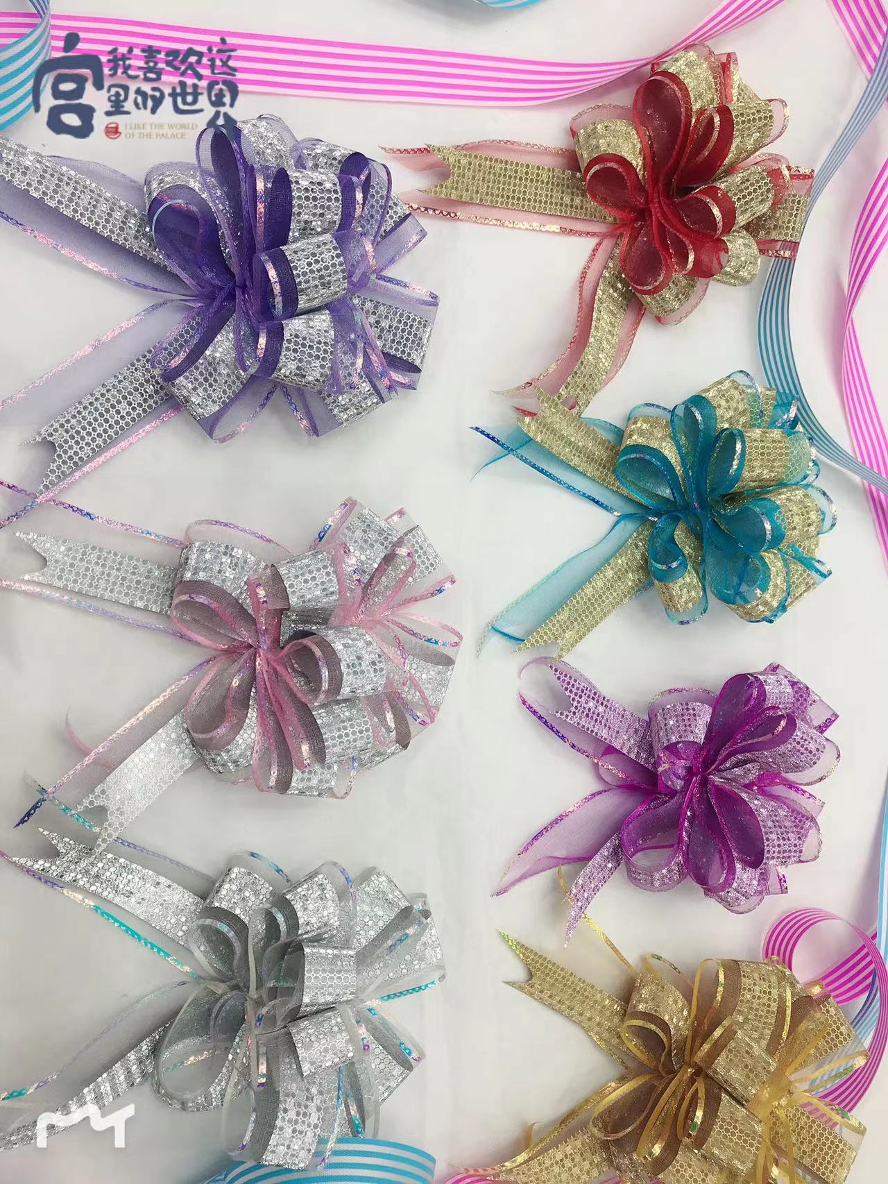 Exquisite hand-pulled flower gift box decorated with bow and ribbon festival gift decoration 22035