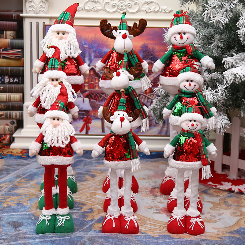 New red and green height-adjustable Christmas doll, Christmas decoration, telescopic leg toy, Christmas gift, Christmas ornament