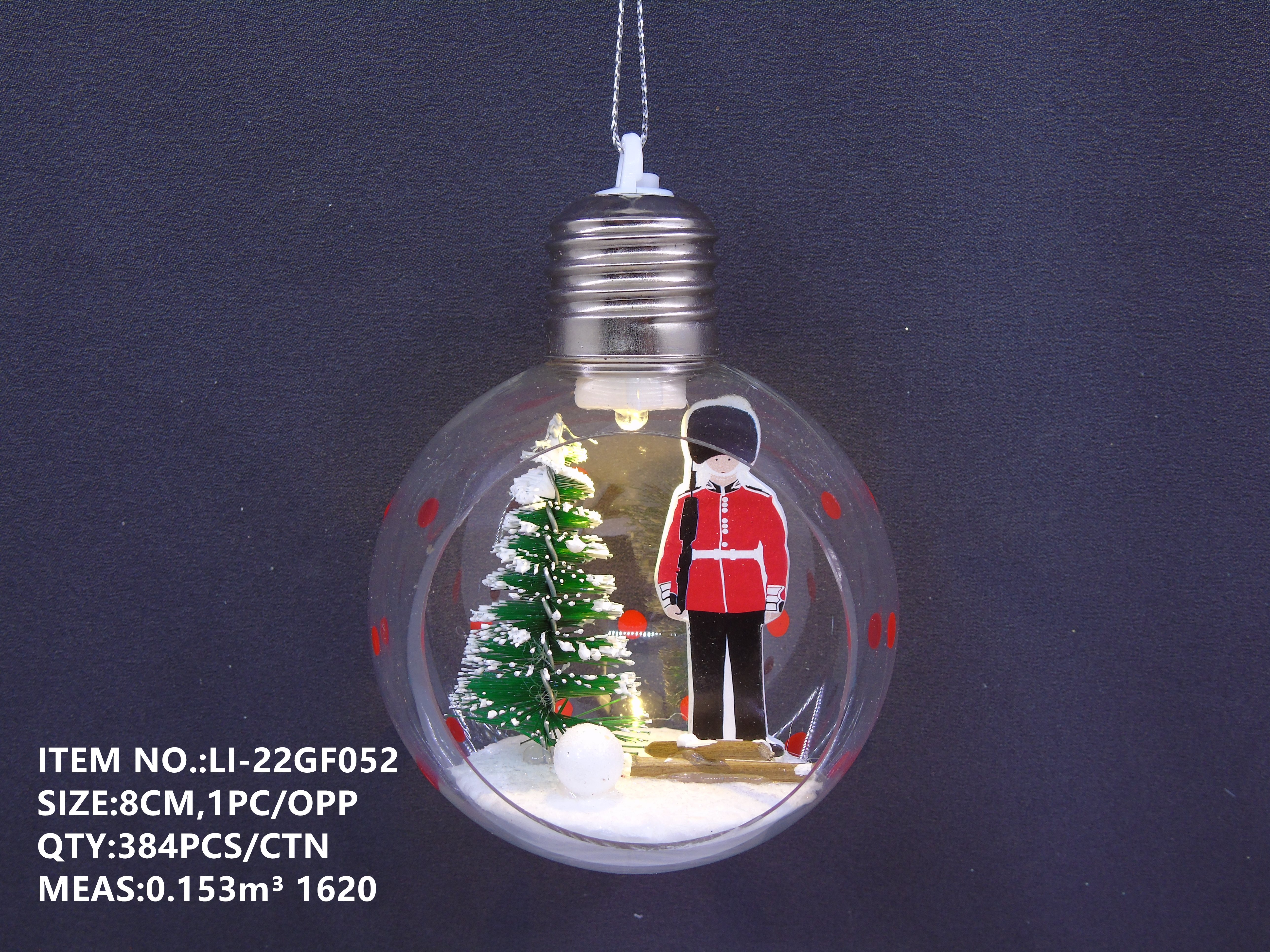 8CM Christmas plastic perforated decorative ball with light 082 Christmas decoration Specification image