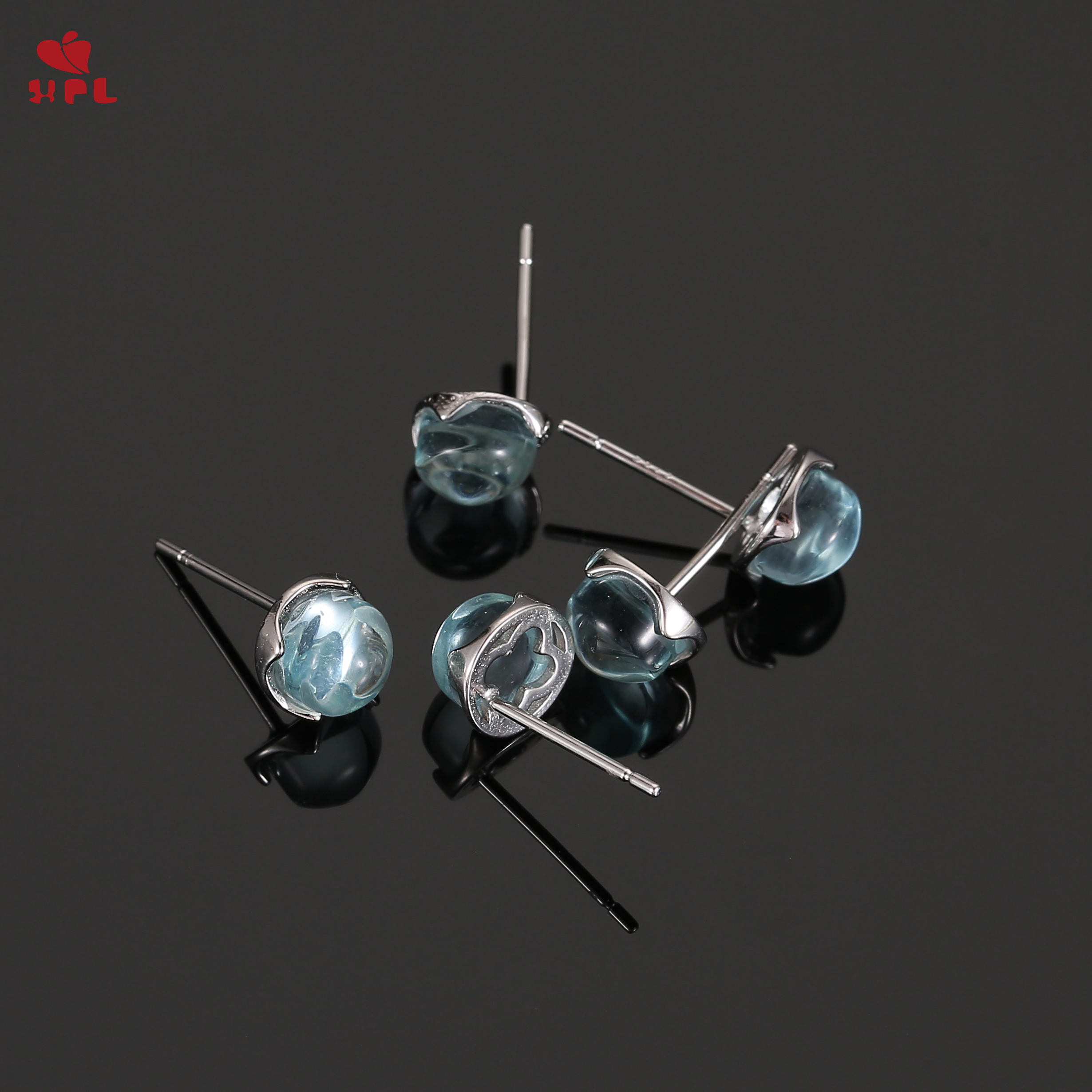 S925纯银海洋之心耳钉