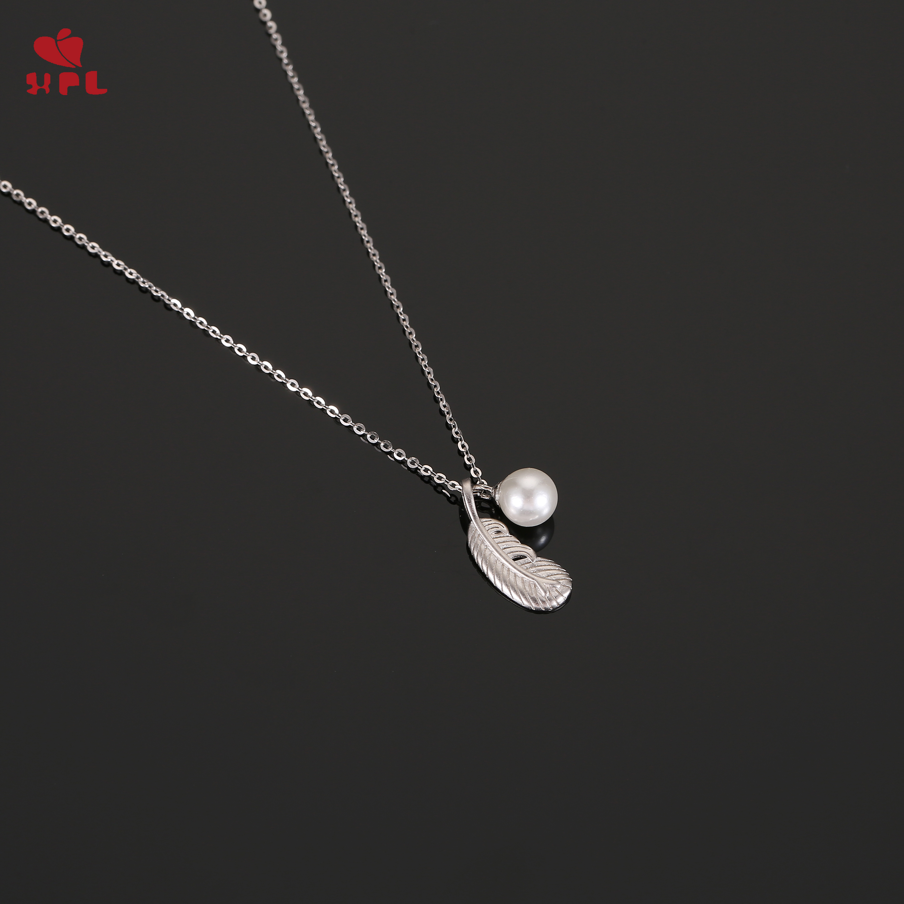 S925纯银珍珠羽毛项链