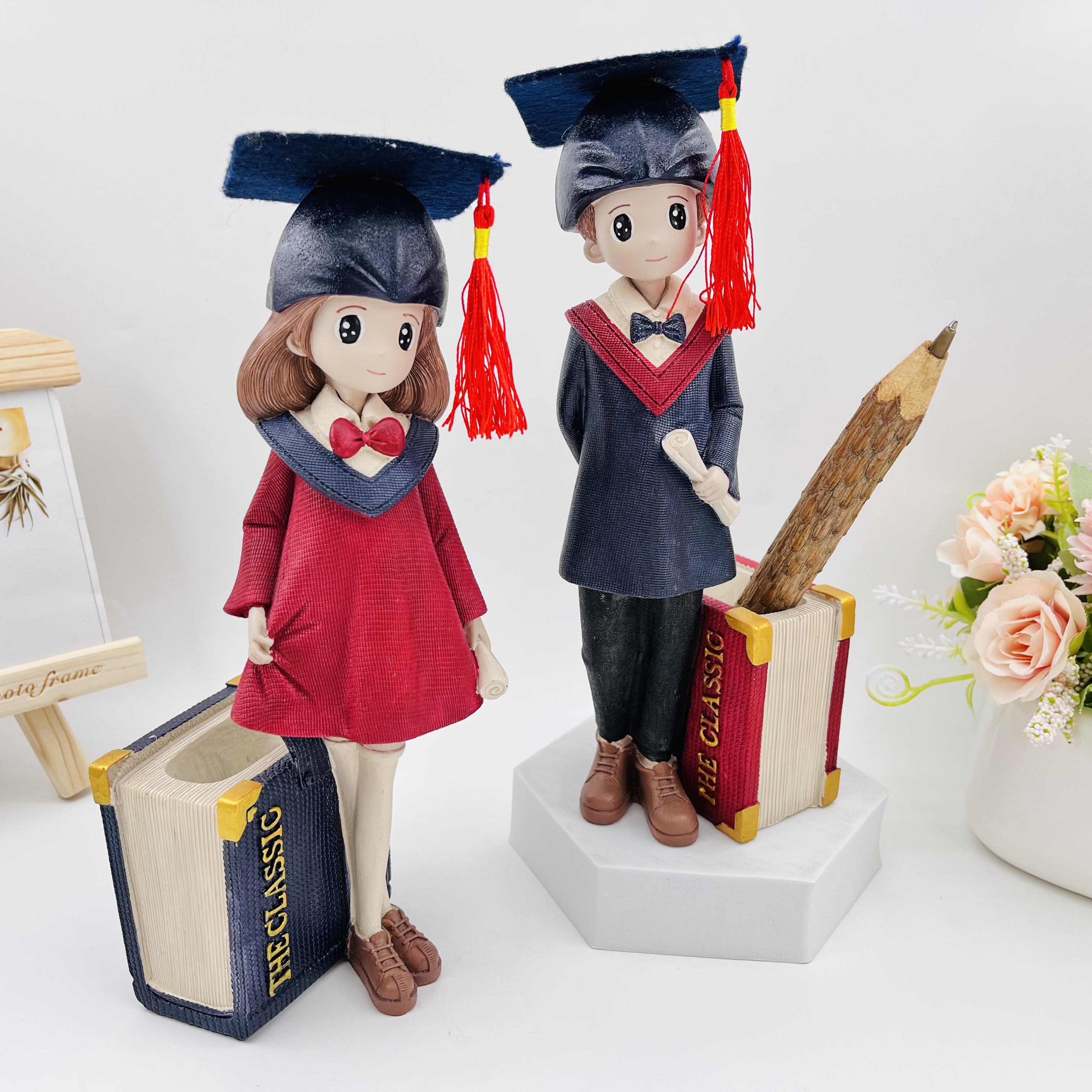 学院风站款博士情侣树脂工艺品家居摆件毕业礼品