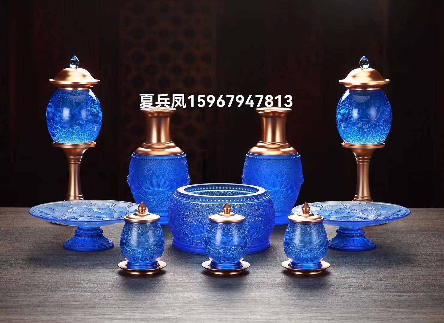 祥晟堂佛具：纯琉璃十件套供具详情图2