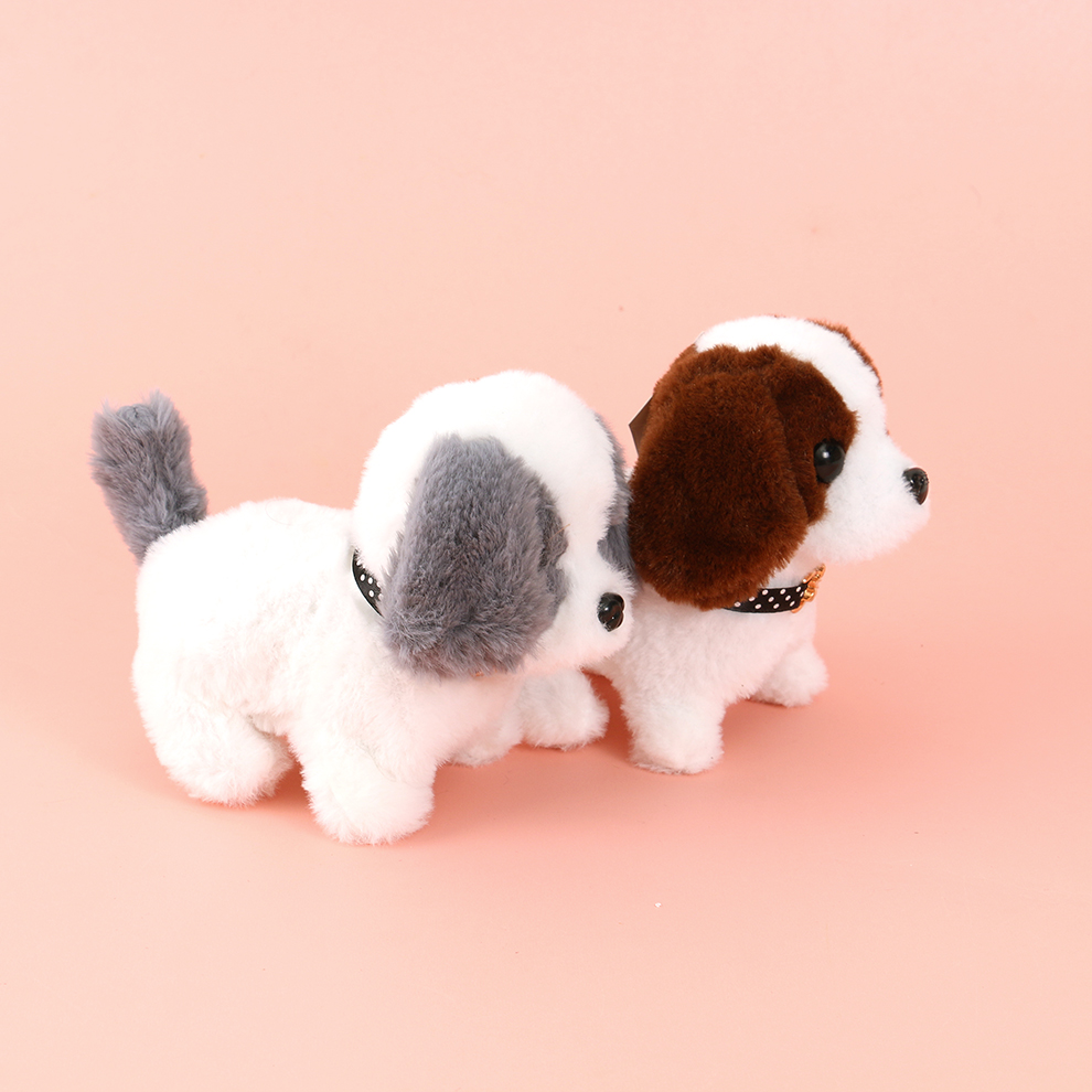 New recommendations for children's light-sensing plush gray-brown animal toys, dolls for cats and dogs, electric ornaments that can bark and shake their heads Specification image