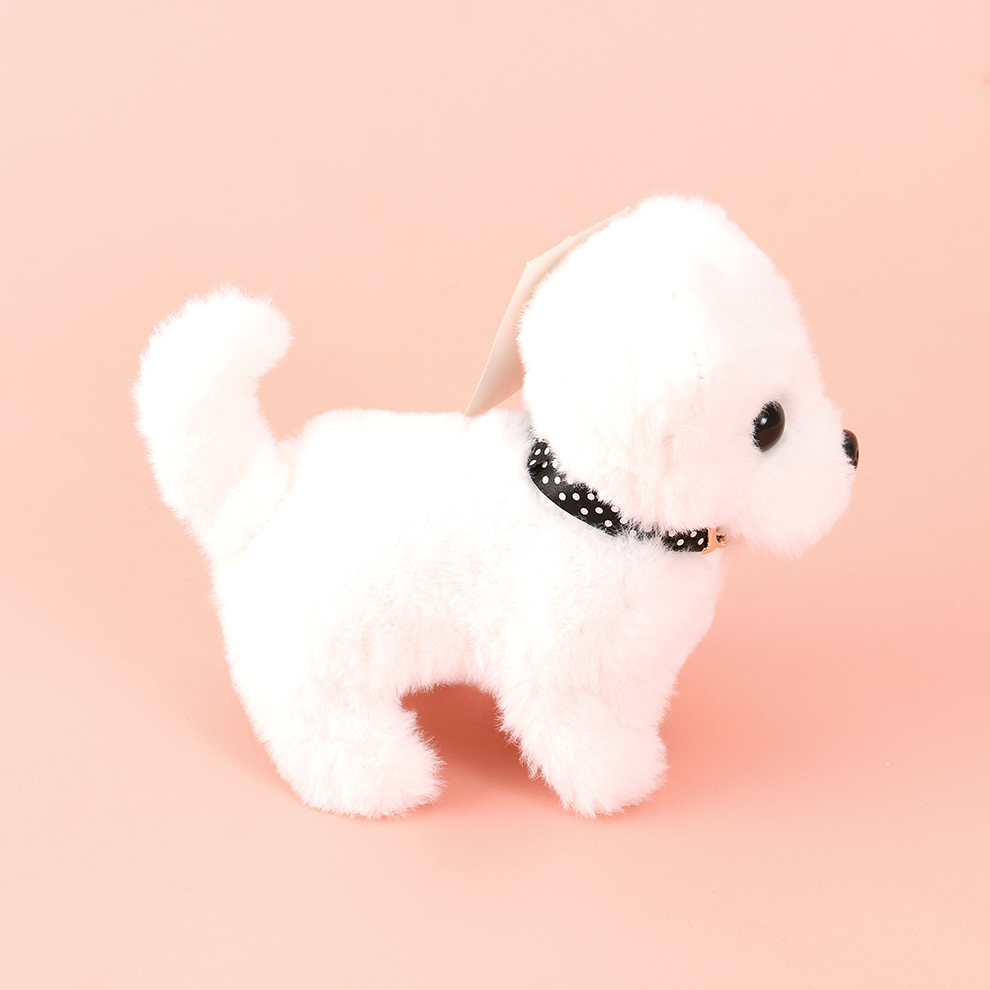 Children's toys, simulation dolls, can walk and bark, electronic pets, electric plush, white puppies and kittens, boys and girls details Picture
