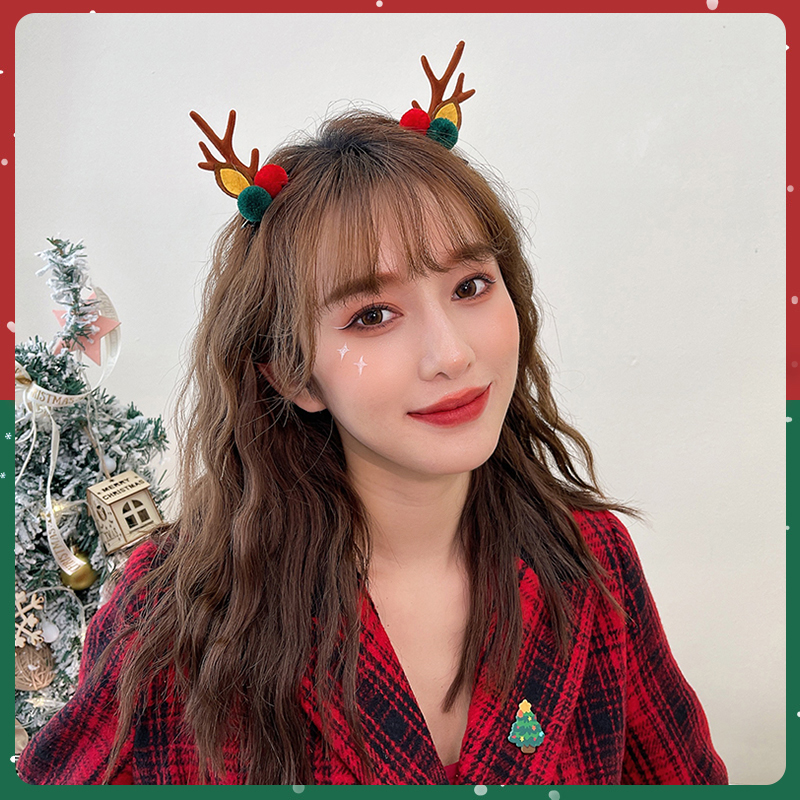 Jialan garland Christmas headwear, Children's simulation elf ear hairpin, holiday outfit, cute antler hairpin accessory, Forest-style elk clip hair accessory, adult hairpin outfit accessory, Jialan garland Application Scenario