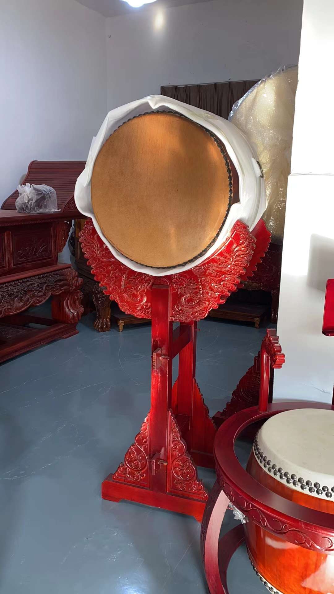 祥晟堂佛具：寺庙高鼓立式鼓  圆形铃鼓鼓架等等详情图5