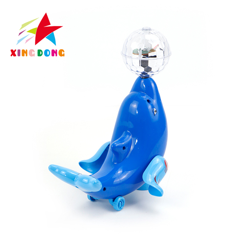 Children's swivel wheel top ball rotating luminous sea lion toy singing and dancing electric dolphin Specification image