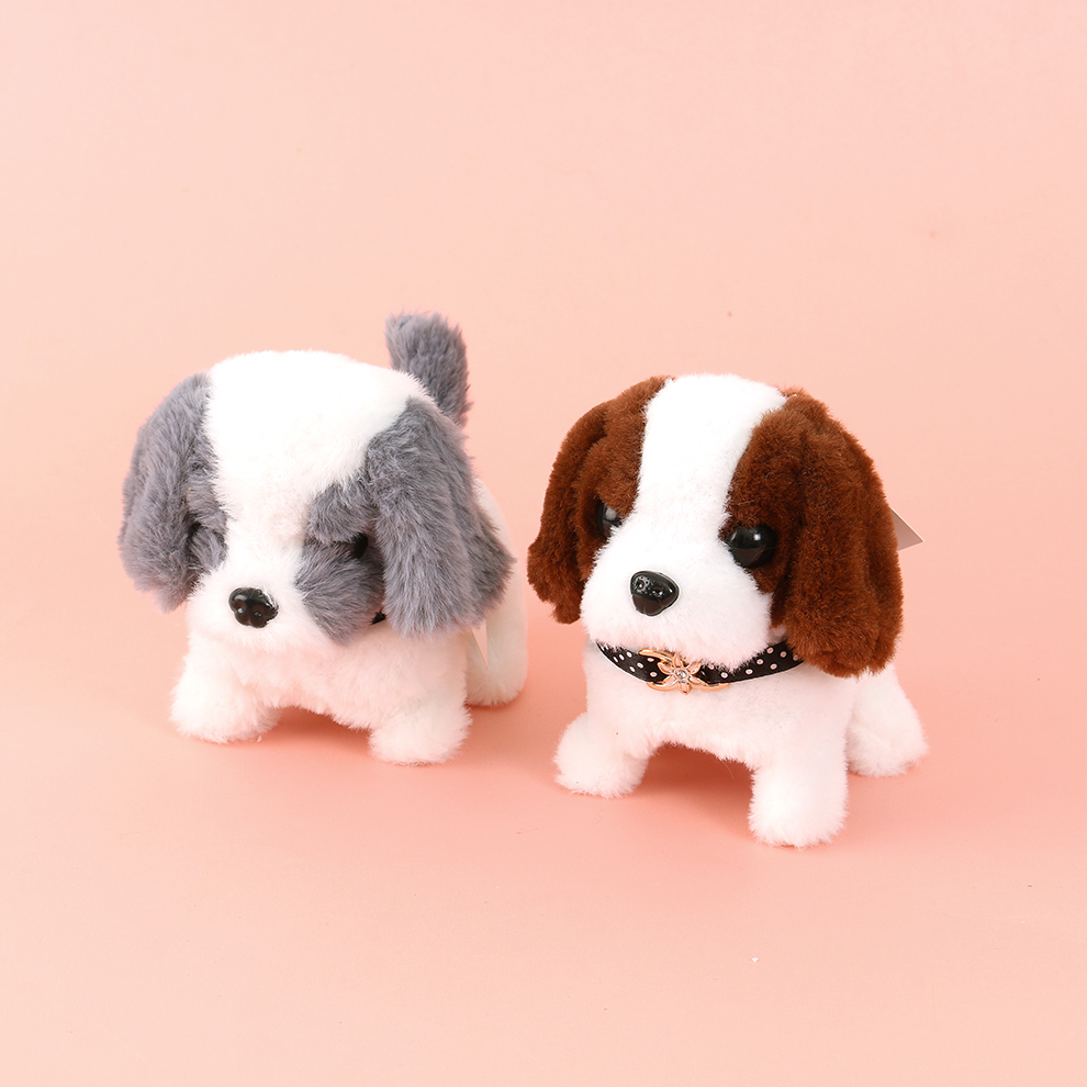 New recommendations for children's light-sensing plush gray-brown animal toys, dolls for cats and dogs, electric ornaments that can bark and shake their heads