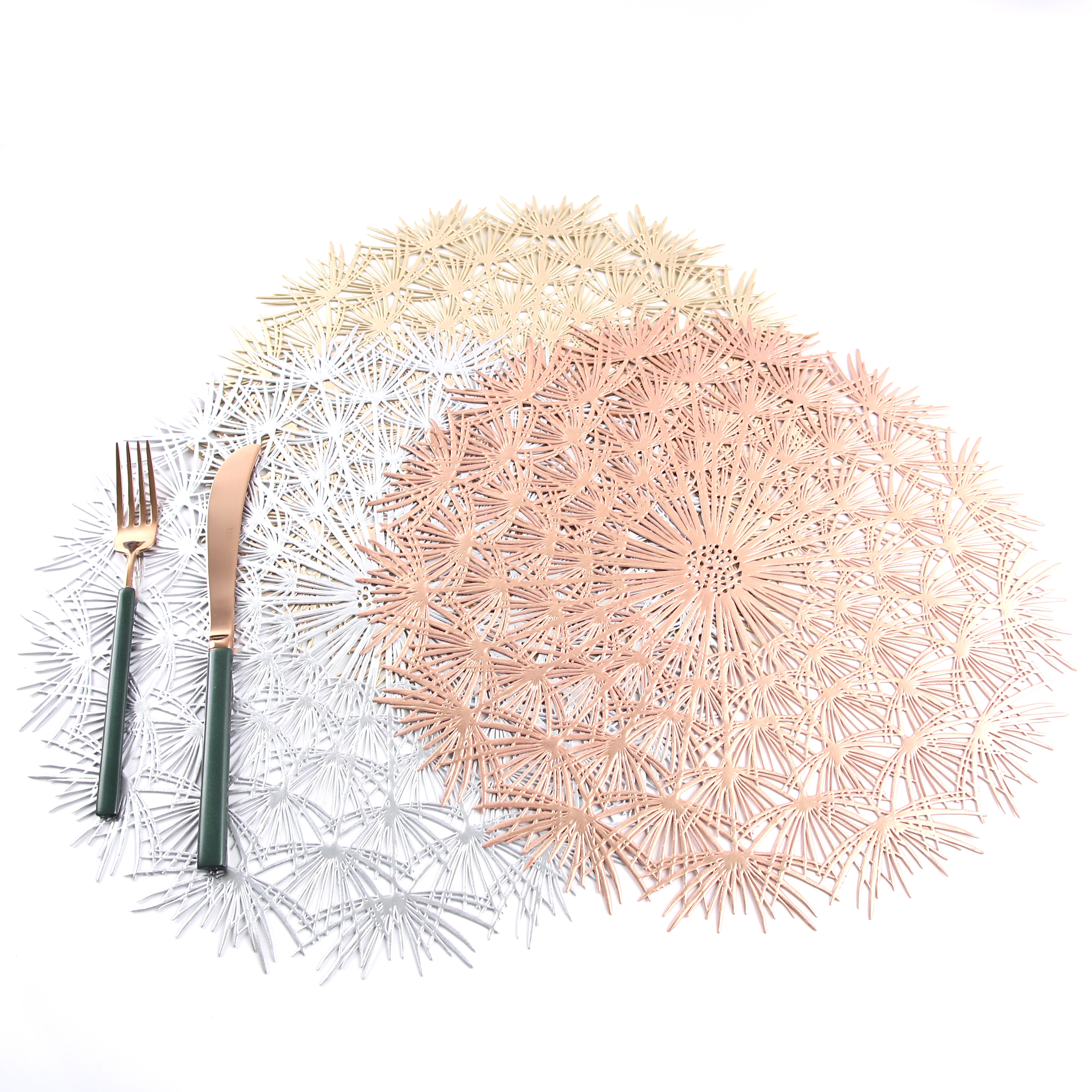 烫金餐垫方形镂空纯色餐桌垫防滑家居酒桌垫子定做