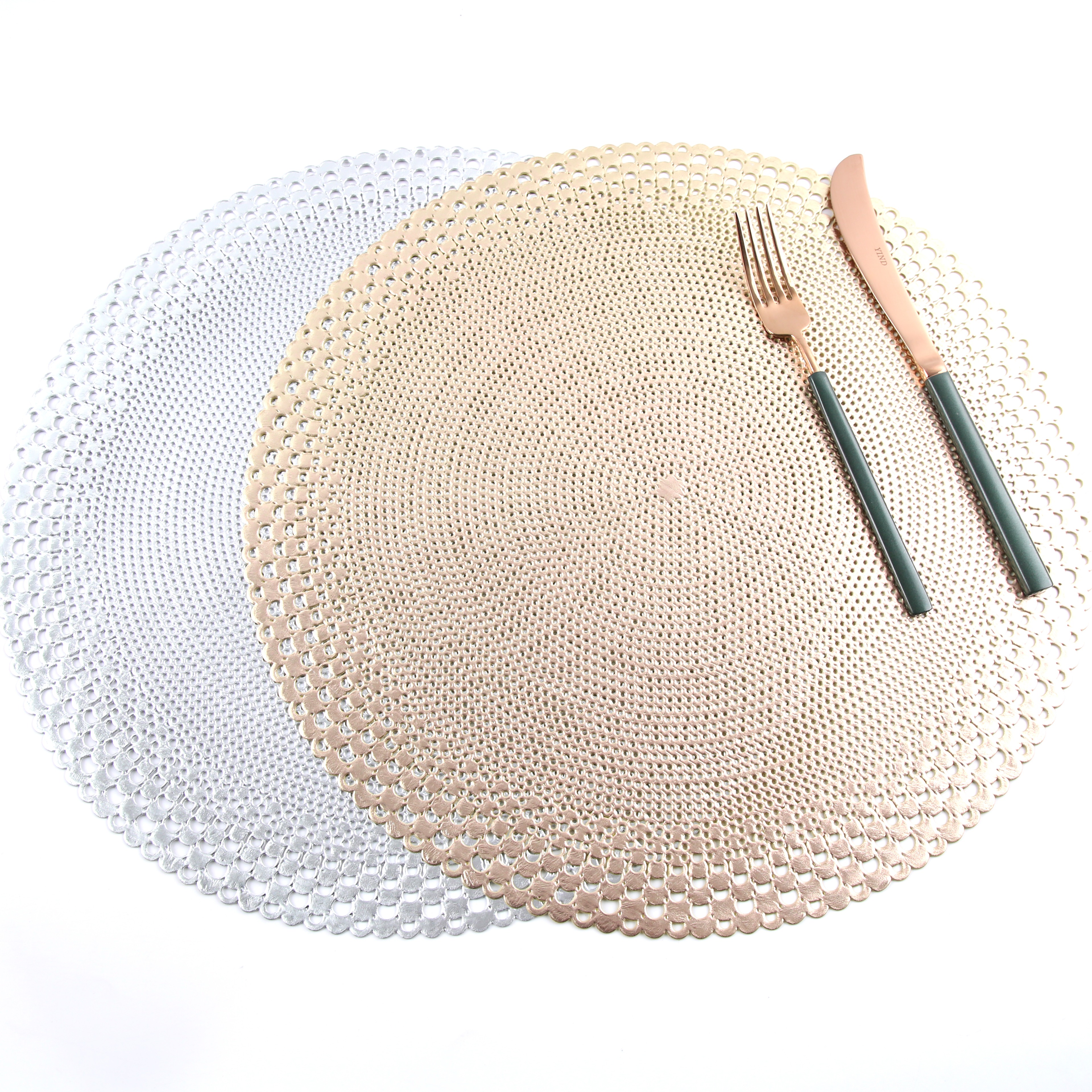 烫金餐垫圆形空纯色餐桌垫防滑家居酒店桌垫子定做