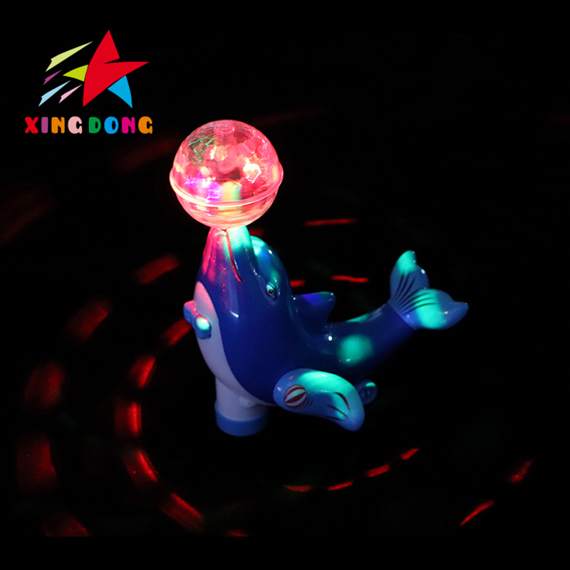 Children's swivel wheel top ball rotating luminous sea lion toy singing and dancing electric dolphin Item Picture