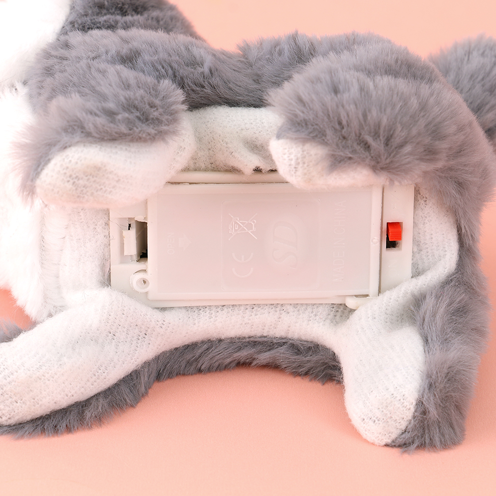 Children's toys, simulation dolls, can walk and bark, electronic pets, electric plush, grey puppies, kittens, boys, girls, 1 Item Picture