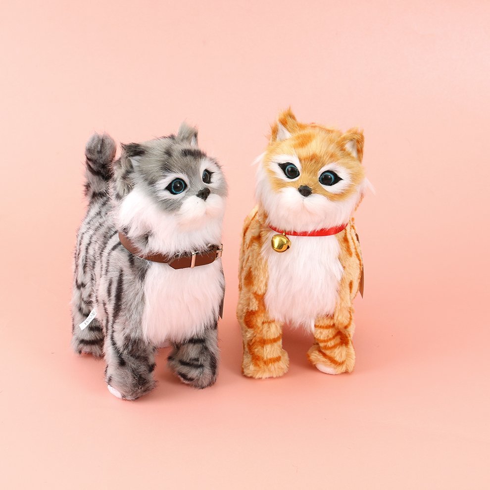Children's simulated light-sensing plush golden animal toys, dolls for cats and dogs, electric ornaments that can bark and shake their heads, new recommendations 2 details Picture