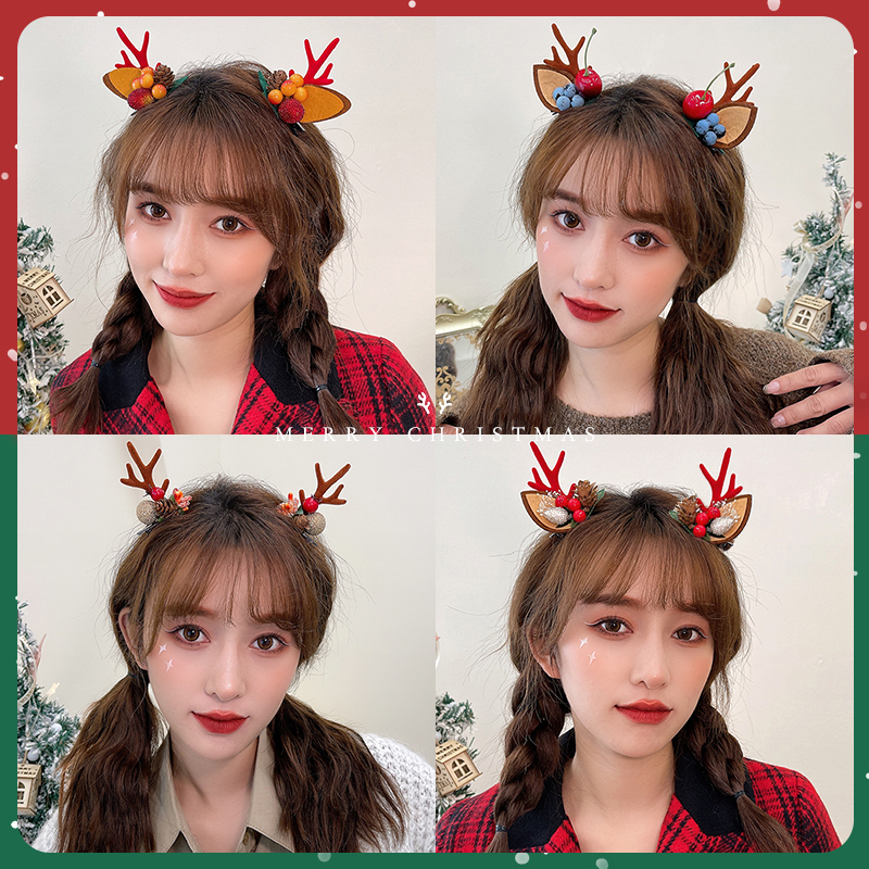 Jialan garland Christmas headwear, Children's simulation elf ear hairpin, holiday outfit, cute antler hairpin accessory, Forest-style elk clip hair accessory, adult hairpin outfit accessory, Jialan garland Specification image