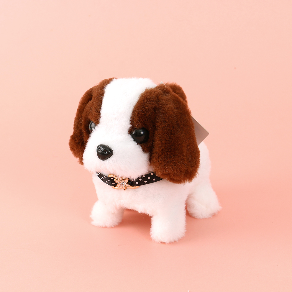 New recommendations for children's light-sensing plush gray-brown animal toys, dolls for cats and dogs, electric ornaments that can bark and shake their heads Item Picture