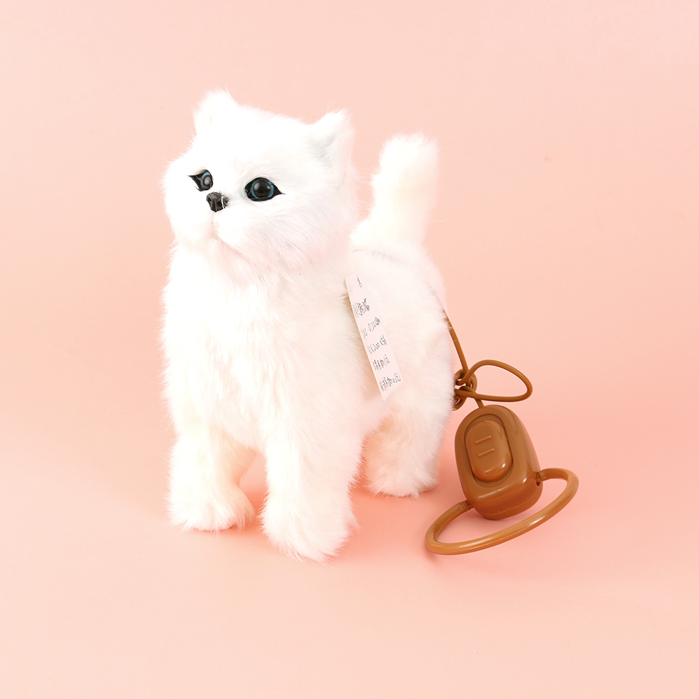 电动会叫会动的白猫咪仿真动物模型儿童毛绒玩具电子宠物摆件图