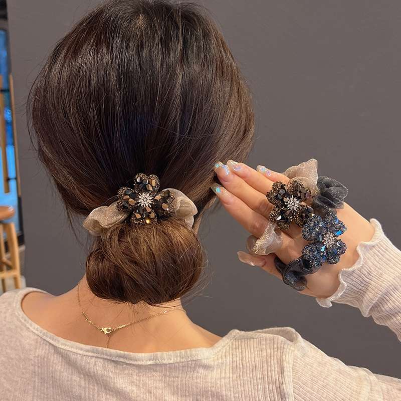 Japanese and Korean simple, high-elasticity and durable hair tie 2022 New style, thick leather band, women's ponytail hair band, hair tie 03 details Picture