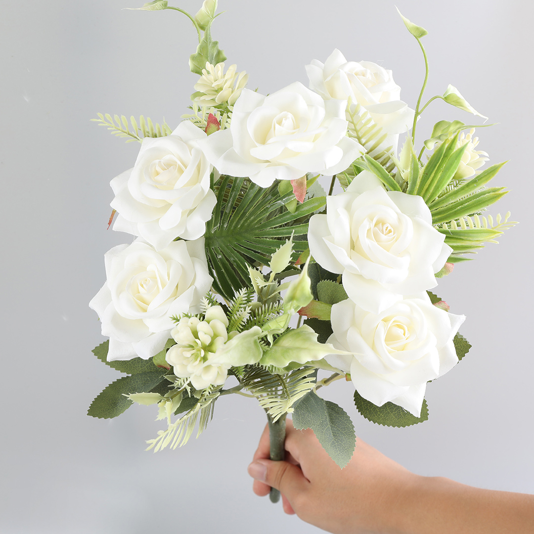 9-head silk flower bouquet, artificial rose, wedding center decoration details Picture