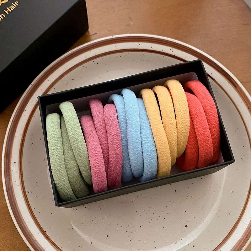 Japanese and Korean simple, high-elasticity and durable hair tie 2022 New style, thick leather band for women's ponytail hair tie, hair tie 06 Specification image