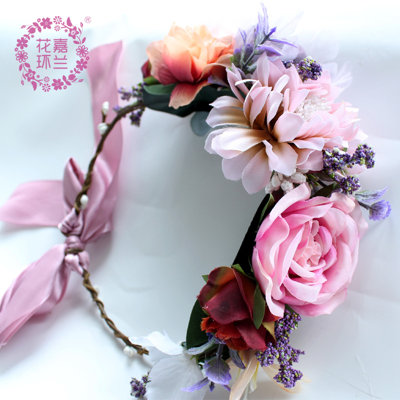 Jialan flower rings, bride flower rings, simulated rose flower headwear, hair accessories, wedding dress accessories in stock for wholesale details Picture