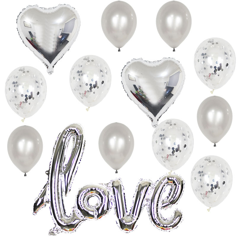 Large-sized one-piece love confession aluminum film balloon, Valentine's Day wedding decoration, wedding room decoration, bright suit piece balloon details Picture