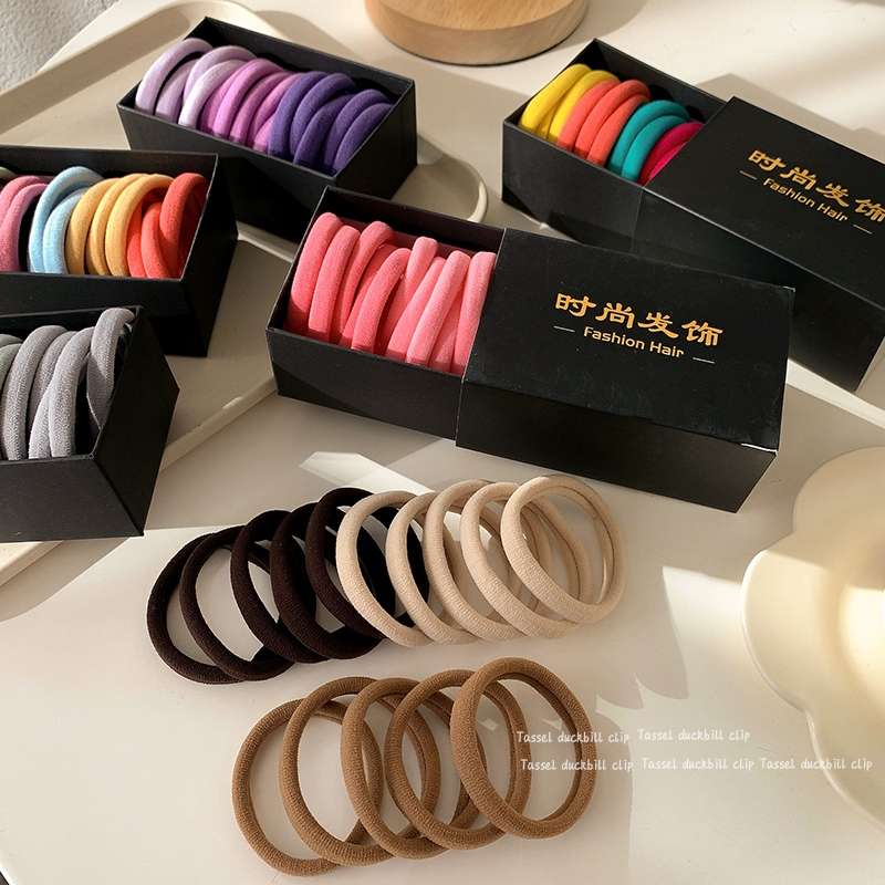 Japanese and Korean simple, high-elasticity and durable hair tie 2022 New style, thick leather band for women's ponytail hair tie, hair tie 06 details Picture